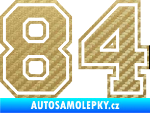 Samolepka Startovní číslo 84 typ 4 3D karbon zlatý