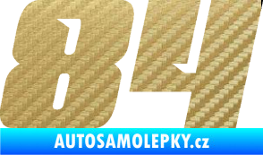 Samolepka Startovní číslo 84 typ 6 3D karbon zlatý