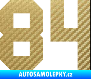 Samolepka Startovní číslo 84 3D karbon zlatý