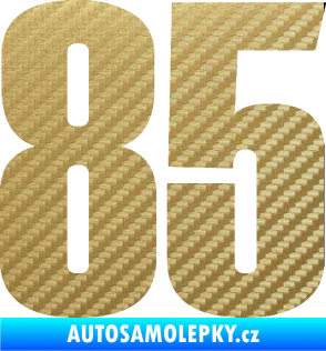 Samolepka Startovní číslo 85 typ 2     3D karbon zlatý