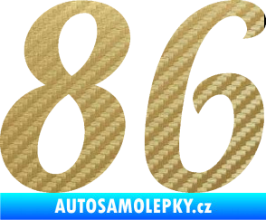 Samolepka Startovní číslo 86 typ 3   3D karbon zlatý
