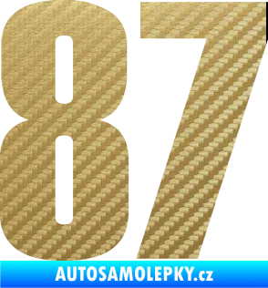 Samolepka Startovní číslo 87 typ 2       3D karbon zlatý