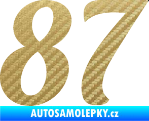 Samolepka Startovní číslo 87 typ 3   3D karbon zlatý