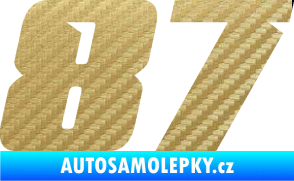 Samolepka Startovní číslo 87 typ 6 3D karbon zlatý