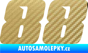 Samolepka Startovní číslo 88 typ 6 3D karbon zlatý