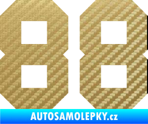 Samolepka Startovní číslo 88 3D karbon zlatý