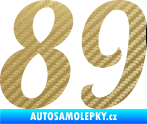 Samolepka Startovní číslo 89 typ 3  3D karbon zlatý