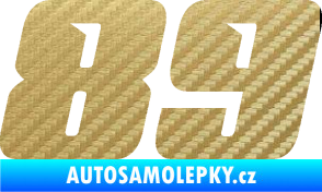 Samolepka Startovní číslo 89 typ 6 3D karbon zlatý