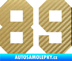 Samolepka Startovní číslo 89 3D karbon zlatý