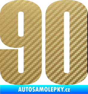 Samolepka Startovní číslo 90 typ 2          3D karbon zlatý