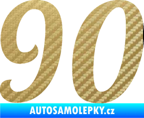 Samolepka Startovní číslo 90 typ 3   3D karbon zlatý