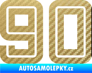 Samolepka Startovní číslo 90 typ 7 3D karbon zlatý