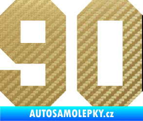 Samolepka Startovní číslo 90 3D karbon zlatý