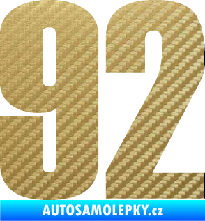 Samolepka Startovní číslo 92 typ 2  3D karbon zlatý