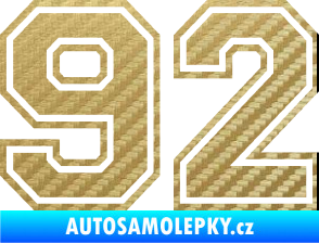 Samolepka Startovní číslo 92 typ 4 3D karbon zlatý