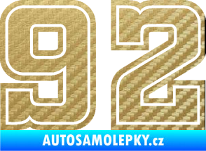 Samolepka Startovní číslo 92 typ 5 3D karbon zlatý