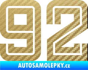 Samolepka Startovní číslo 92 typ 7 3D karbon zlatý
