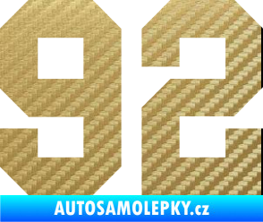 Samolepka Startovní číslo 92 3D karbon zlatý