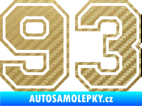 Samolepka Startovní číslo 93 typ 4 3D karbon zlatý