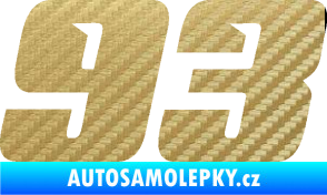 Samolepka Startovní číslo 93 typ 6 3D karbon zlatý
