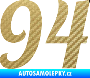 Samolepka Startovní číslo 94 typ 3    3D karbon zlatý