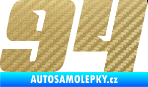 Samolepka Startovní číslo 94 typ 6 3D karbon zlatý