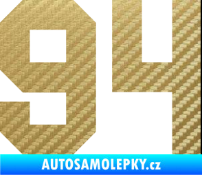 Samolepka Startovní číslo 94 3D karbon zlatý