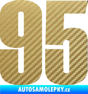 Samolepka Startovní číslo 95 typ 2     3D karbon zlatý