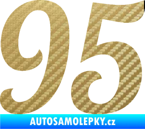 Samolepka Startovní číslo 95 typ 3   3D karbon zlatý