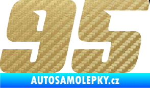Samolepka Startovní číslo 95 typ 6 3D karbon zlatý
