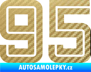 Samolepka Startovní číslo 95 typ 7 3D karbon zlatý