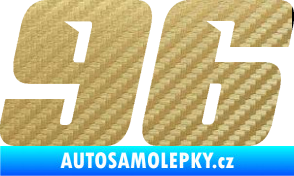 Samolepka Startovní číslo 96 typ 6 3D karbon zlatý