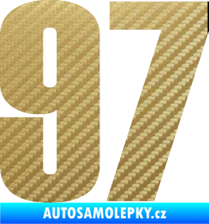 Samolepka Startovní číslo 97 typ 2 3D karbon zlatý