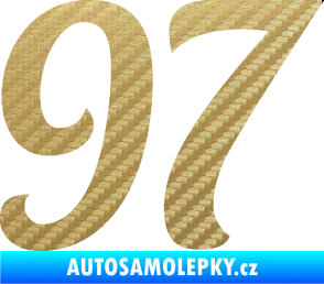 Samolepka Startovní číslo 97 typ 3   3D karbon zlatý