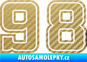 Samolepka Startovní číslo 98 typ 5 3D karbon zlatý