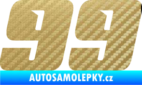 Samolepka Startovní číslo 99 typ 6 3D karbon zlatý