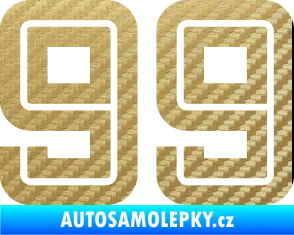 Samolepka Startovní číslo 99 typ 7 3D karbon zlatý