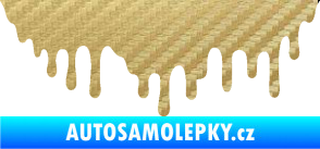 Samolepka Stékající skvrna 007 pravá 3D karbon zlatý