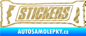 Samolepka Stickers nápis 3D karbon zlatý
