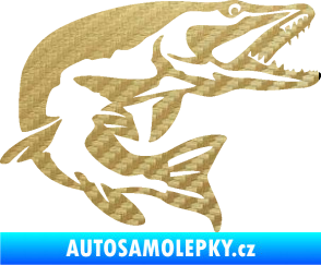 Samolepka Štika 001 pravá 3D karbon zlatý