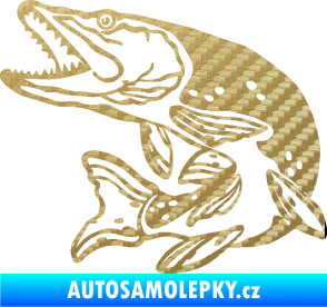 Samolepka Štika 002 levá 3D karbon zlatý