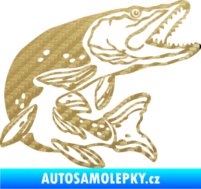 Samolepka Štika 002 pravá 3D karbon zlatý