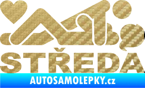 Samolepka Středa nápis 3D karbon zlatý