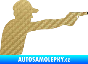 Samolepka Střelec silueta 001 pravá 3D karbon zlatý