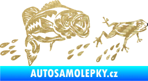 Samolepka Sumec 005 levá se žábou 3D karbon zlatý