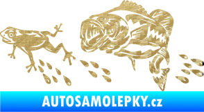 Samolepka Sumec 005 pravá se žábou 3D karbon zlatý
