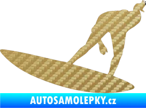 Samolepka Surfař 001 levá 3D karbon zlatý