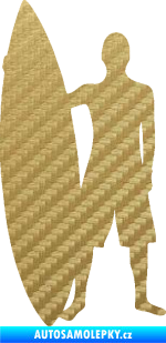 Samolepka Surfař 002 levá 3D karbon zlatý