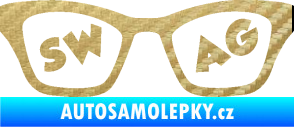 Samolepka Swag nápis v brýlích 3D karbon zlatý