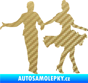 Samolepka Tanec 002 levá latinskoamerický tanec pár 3D karbon zlatý